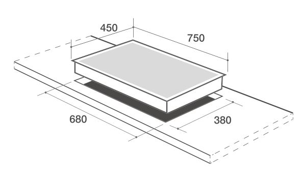 Kích thước khoét đá bếp gas âm LATINO LT 722