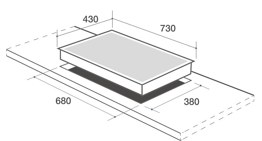 kích thước khoét đá bếp gas âm Latino Lt-712